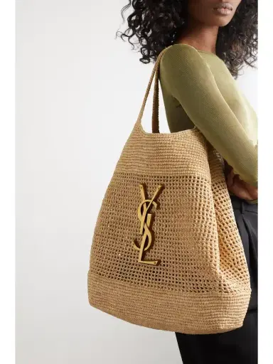 Saint Laurent Icare Maxi Leather-trimmed Raffia Tote | Thumbnail 2