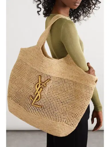 Saint Laurent Icare Maxi Leather-trimmed Raffia Tote | Thumbnail 6