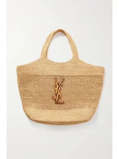 Saint Laurent Icare Maxi Leather-trimmed Raffia Tote | Thumbnail 1