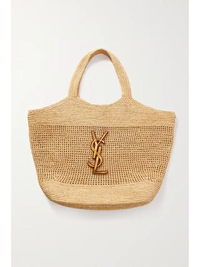 Icare Maxi Leather-trimmed Raffia Tote