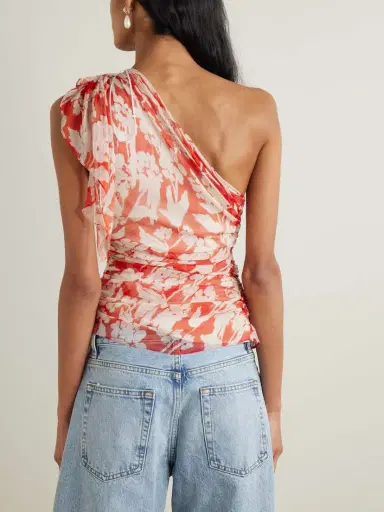 Victoria Beckham One-shoulder Draped Floral-print Silk-georgette Top | Thumbnail 3 Victoria Beckham One-shoulder Draped Floral-print Silk-georgette Top | Thumbnail 3