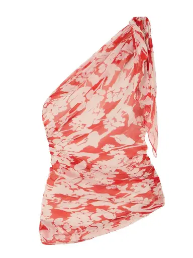 Victoria Beckham One-shoulder Draped Floral-print Silk-georgette Top | Thumbnail 1 Victoria Beckham One-shoulder Draped Floral-print Silk-georgette Top | Thumbnail 1