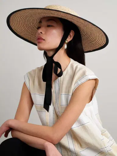 Gigi Burris Claiborne Grosgrain-trimmed Straw Sunhat | Thumbnail 2