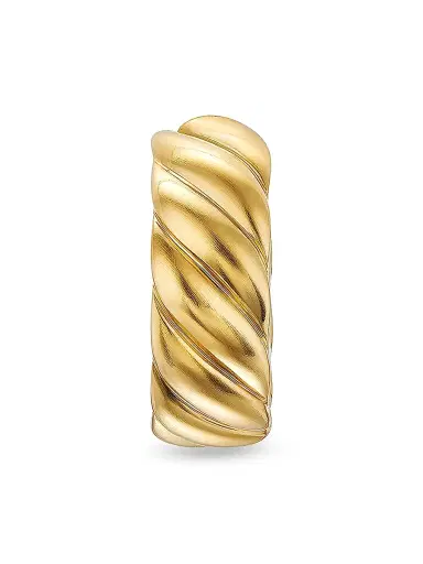 David Yurman Men's Sculpted Cable Hoop Earring in 18K Yellow Gold, 12.8MM - Gold | Thumbnail 4 David Yurman Men's Sculpted Cable Hoop Earring in 18K Yellow Gold, 12.8MM - Gold | Thumbnail 4