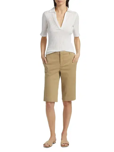 Vince Women's Stretch-Cotton Mid-Rise Bermuda Shorts - Desert | Thumbnail 2