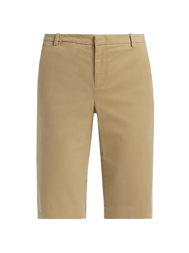 Vince Women's Stretch-Cotton Mid-Rise Bermuda Shorts - Desert