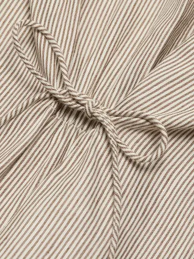 Vince Women's Ticking Striped Linen-Blend Blouse - Taupe Wood | Thumbnail 7