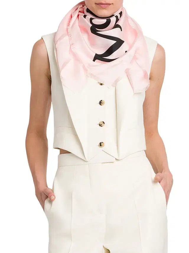 McQueen Women's Exploded Silk Logo Scarf - Jermyn Pink Black