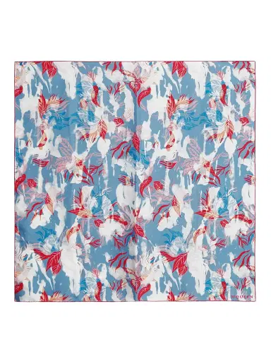 McQueen Women's Hawaiian Floral Silk Scarf - Bluette Red | Thumbnail 2