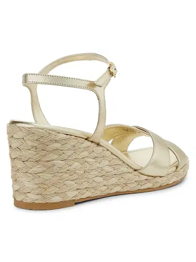 Stuart Weitzman Women's Dayna Metallic-Leather Espadrille Wedges - Light Gold Natural - Size 9.5 | Thumbnail 3 Stuart Weitzman Women's Dayna Metallic-Leather Espadrille Wedges - Light Gold Natural - Size 9.5 | Thumbnail 3