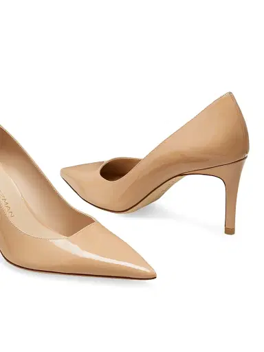 Stuart Weitzman Women's Stuart Power 75MM Patent Leather Pumps - Adobe | Thumbnail 4