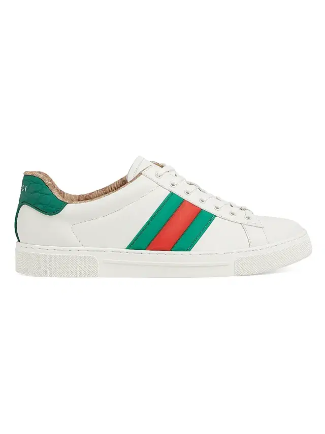 Gucci Men's Ace Leather Low-Top Sneakers - White