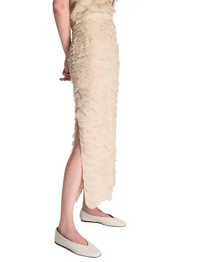 TWP Women's Fishscale Sylkie Silk Midi-Skirt - Khaki - Size 10 | Thumbnail 3