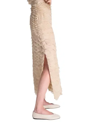 TWP Women's Fishscale Sylkie Silk Midi-Skirt - Khaki - Size 10 | Thumbnail 4