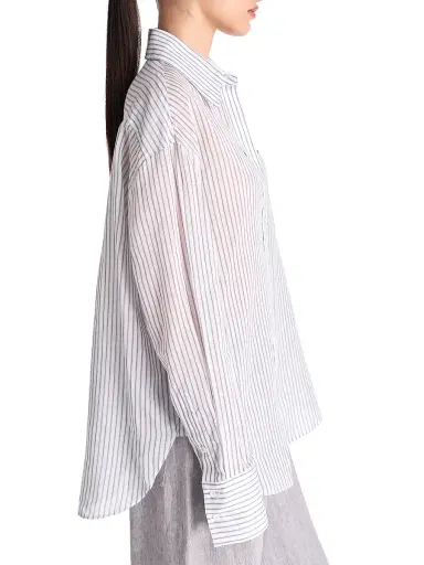 TWP Women's Big Joe Stripe Cotton-Silk Shirt - Harbor Grey Multi - Size Medium | Thumbnail 4 TWP Women's Big Joe Stripe Cotton-Silk Shirt - Harbor Grey Multi - Size Medium | Thumbnail 4