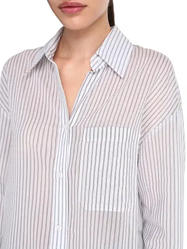 TWP Women's Big Joe Stripe Cotton-Silk Shirt - Harbor Grey Multi - Size Medium | Thumbnail 6 TWP Women's Big Joe Stripe Cotton-Silk Shirt - Harbor Grey Multi - Size Medium | Thumbnail 6