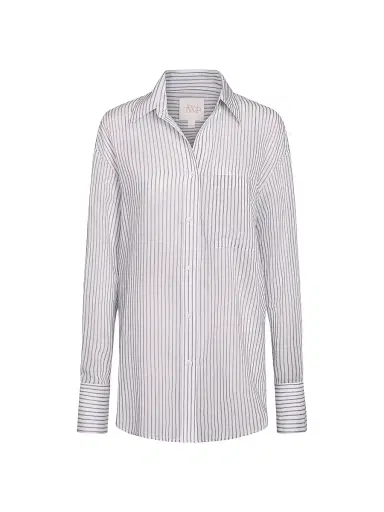 TWP Women's Big Joe Stripe Cotton-Silk Shirt - Harbor Grey Multi - Size Medium | Thumbnail 1 TWP Women's Big Joe Stripe Cotton-Silk Shirt - Harbor Grey Multi - Size Medium | Thumbnail 1