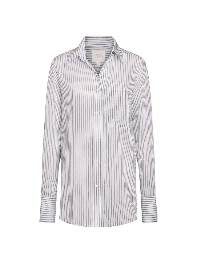 TWP Women's Big Joe Stripe Cotton-Silk Shirt - Harbor Grey Multi
