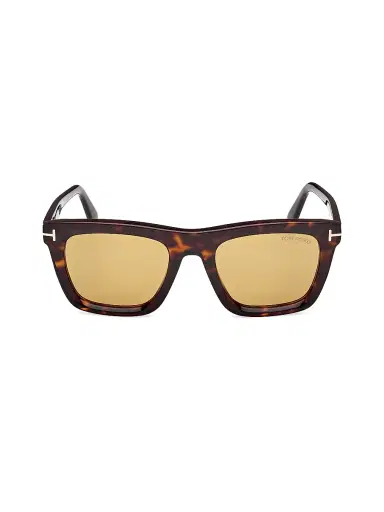 Tom Ford Men's Lelio 52MM Rectangle Sunglasses - Dark Havana Yellow | Thumbnail 2