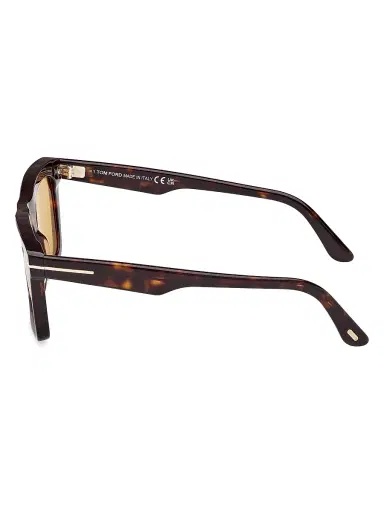 Tom Ford Men's Lelio 52MM Rectangle Sunglasses - Dark Havana Yellow | Thumbnail 3