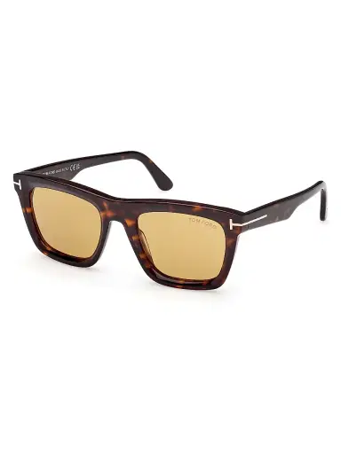 Tom Ford Men's Lelio 52MM Rectangle Sunglasses - Dark Havana Yellow | Thumbnail 1
