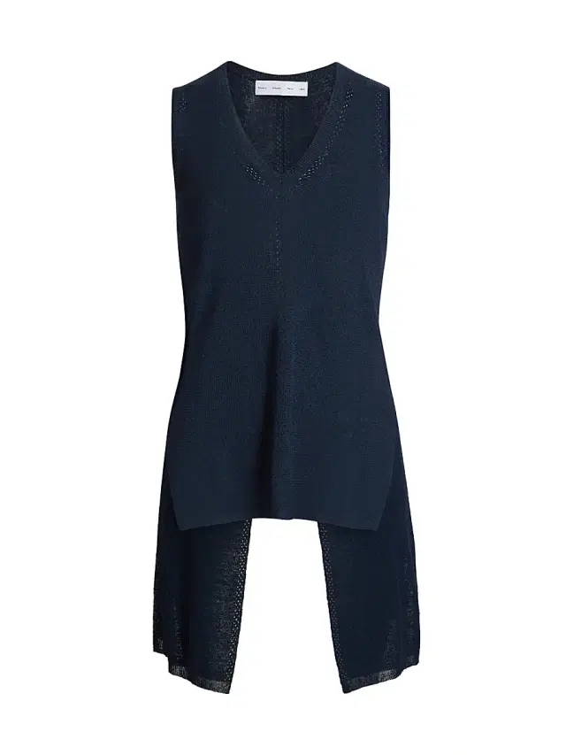 Proenza Schouler White Label Women's Heyde Linen-Blend Back Slit Sweater - Navy