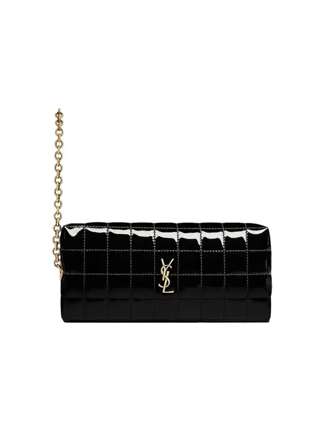 Saint Laurent Women's Cassandre Matelassé Carré Pouch on Chain - Black