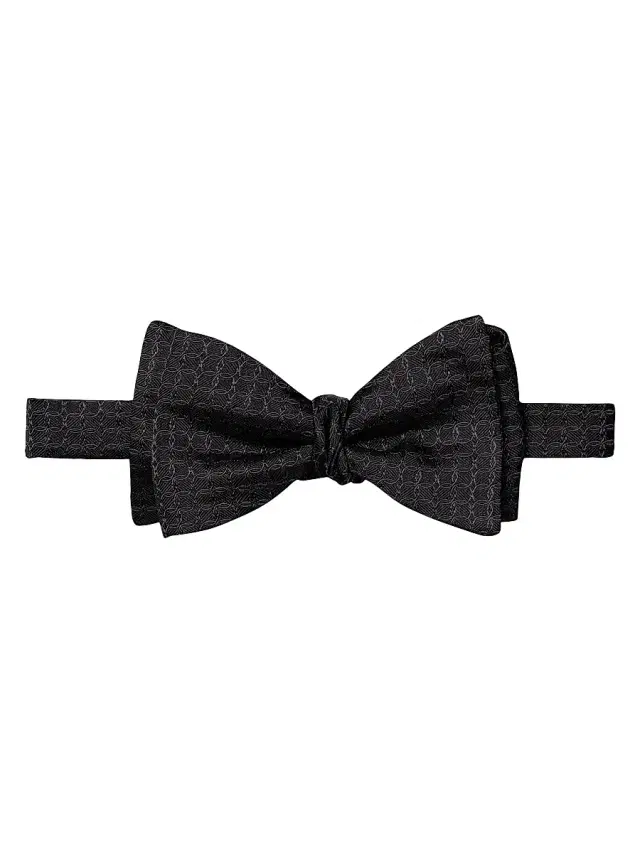 Men's Geometric Silk Bow Tie - Black
