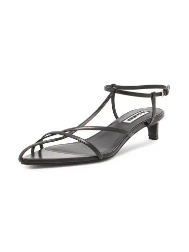 Jil Sander Women's Strappy 35MM Leather Kitten Heel Sandals - Black - Size 10.5 | Thumbnail 2