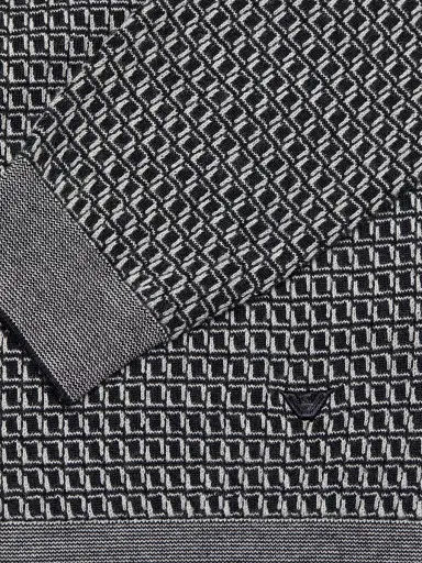 Emporio Armani Men's Geometric Virgin Wool Crewneck Sweater - Navy | Thumbnail 7