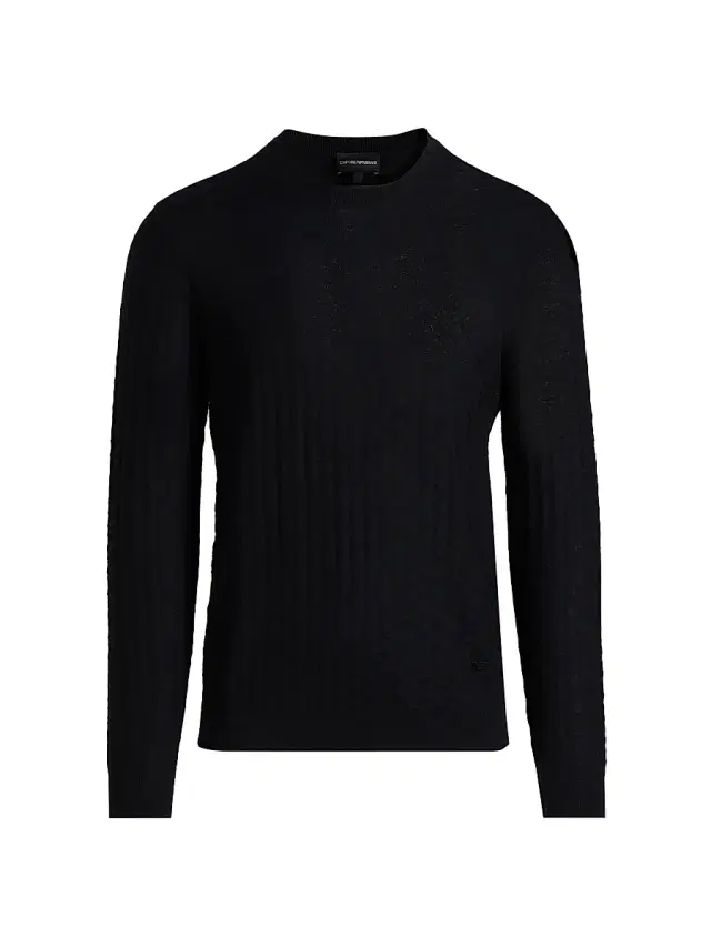 Men's Tonal Basket-Weave Virgin Wool Sweater - Navy