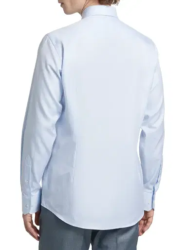 Emporio Armani Men's Textured Solid Cotton Button-Front Shirt - Light Blue | Thumbnail 5
