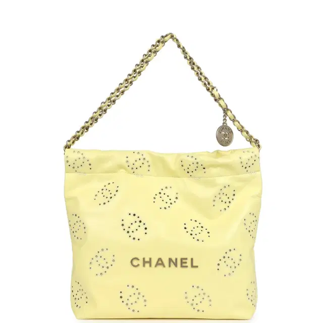 Chanel Chanel Small 22 Bag Yellow Shiny Calfskin Brushed Gold Hardware