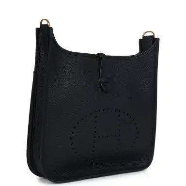 HERMÈS Hermes Evelyne III PM Black Clemence Gold Hardware | Thumbnail 2 HERMÈS Hermes Evelyne III PM Black Clemence Gold Hardware | Thumbnail 2