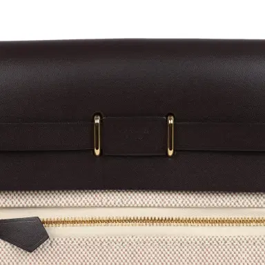 HERMÈS Hermes Herbag Zip 20 Mini Ecru and Beige Toile H Canvas and Ebene Vache Hunter Gold Hardware | Thumbnail 7