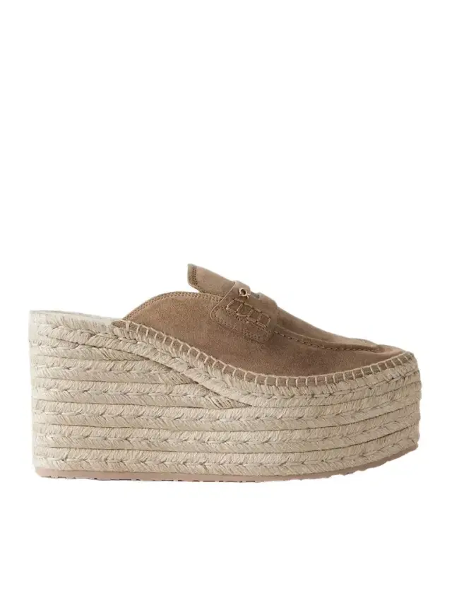 Gianvito Rossi Maxilla 105 Suede Espadrille Wedge Mules