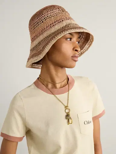Chloé Sunset Embroidered Striped Raffia Hat | Thumbnail 2