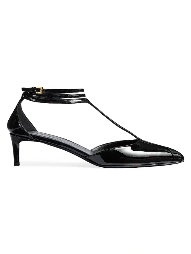 Women's Mia 45MM Leather T-Strap Pumps - Black