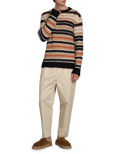 Marni Men's Lightweight Striped Mohair-Blend Sweater - Winter Wheat - Size 46 | Thumbnail 2 Marni Men's Lightweight Striped Mohair-Blend Sweater - Winter Wheat - Size 46 | Thumbnail 2