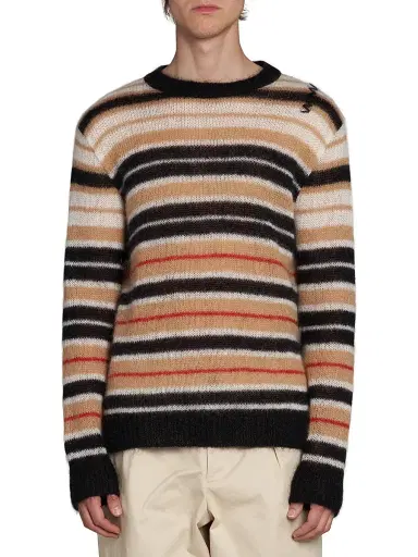 Marni Men's Lightweight Striped Mohair-Blend Sweater - Winter Wheat - Size 46 | Thumbnail 3 Marni Men's Lightweight Striped Mohair-Blend Sweater - Winter Wheat - Size 46 | Thumbnail 3