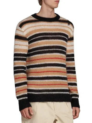 Marni Men's Lightweight Striped Mohair-Blend Sweater - Winter Wheat - Size 46 | Thumbnail 4 Marni Men's Lightweight Striped Mohair-Blend Sweater - Winter Wheat - Size 46 | Thumbnail 4