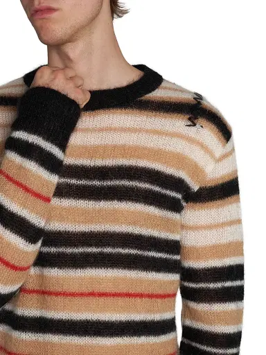 Marni Men's Lightweight Striped Mohair-Blend Sweater - Winter Wheat - Size 46 | Thumbnail 6 Marni Men's Lightweight Striped Mohair-Blend Sweater - Winter Wheat - Size 46 | Thumbnail 6