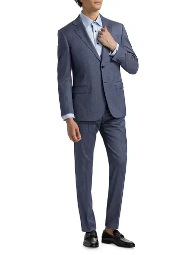 Emporio Armani Men's Micro Houndstooth Stretch Virgin Wool Suit | Thumbnail 4
