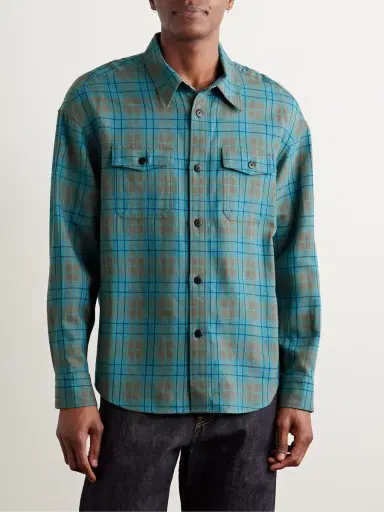 Visvim Checked Wool and Linen-Blend Shirt - Men | Thumbnail 3