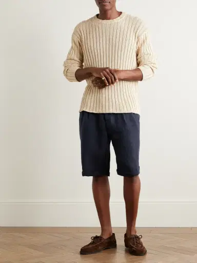 Brunello Cucinelli Straight-Leg Pleated Linen Drawstring Bermuda Shorts - Men | Thumbnail 2 Brunello Cucinelli Straight-Leg Pleated Linen Drawstring Bermuda Shorts - Men | Thumbnail 2