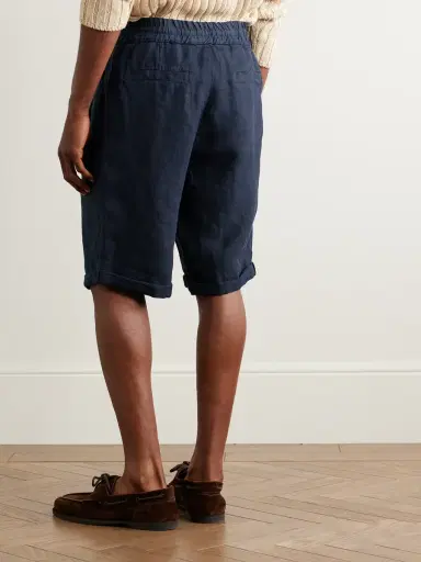 Brunello Cucinelli Straight-Leg Pleated Linen Drawstring Bermuda Shorts - Men | Thumbnail 4 Brunello Cucinelli Straight-Leg Pleated Linen Drawstring Bermuda Shorts - Men | Thumbnail 4