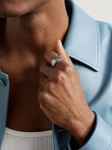 David Yurman Chevron Sterling Silver Ring - Men | Thumbnail 2 David Yurman Chevron Sterling Silver Ring - Men | Thumbnail 2