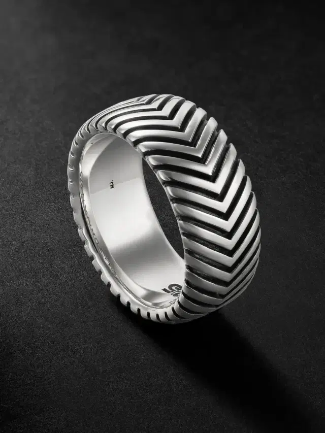 David Yurman Chevron Sterling Silver Ring - Men