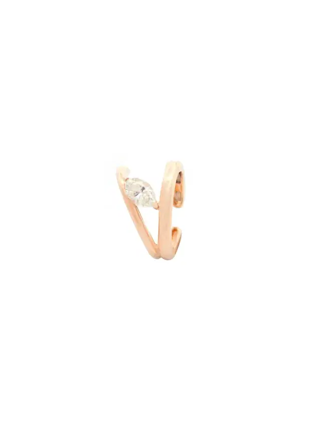 0.50ct Diamond 14K Gold Grooved Marquise Ear Cuff