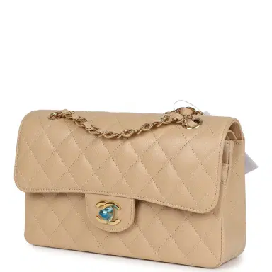 Chanel Chanel Small Classic Double Flap Bag Beige Caviar Gold Hardware | Thumbnail 5 Chanel Chanel Small Classic Double Flap Bag Beige Caviar Gold Hardware | Thumbnail 5